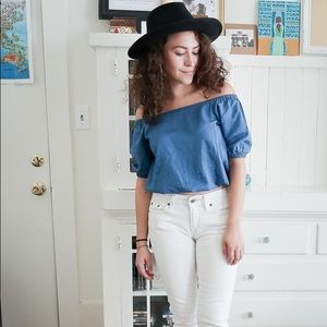 *SOLD* Madewell Off the Shoulder Blue Top, XL